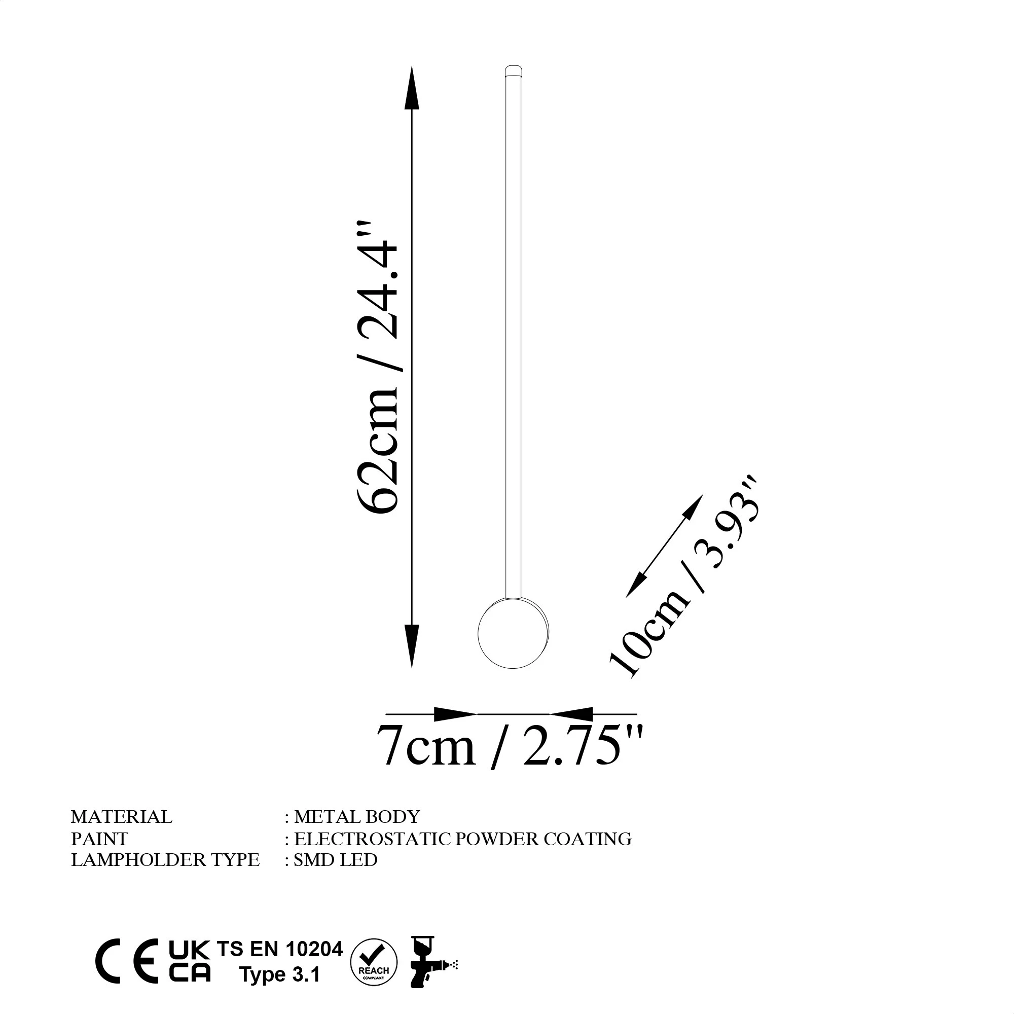 Llambë muri Opviq, Sword - 13480, ngjyrë e zezë