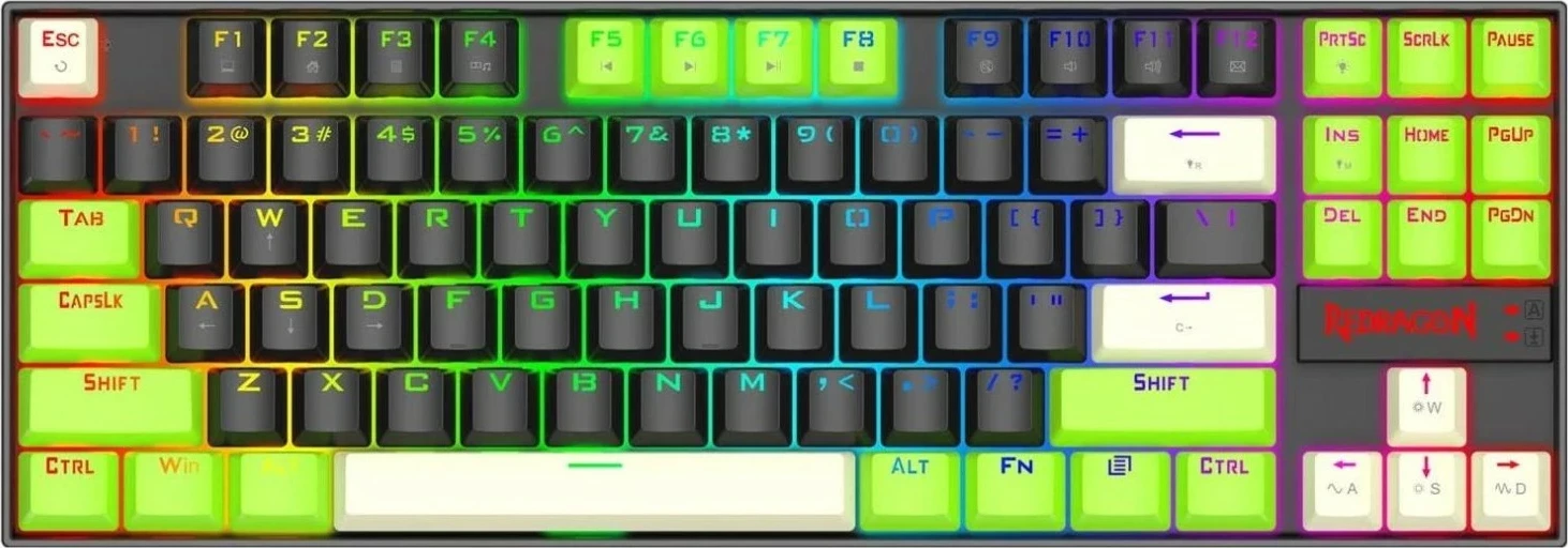Tastierë gaming Redragon Kumara K552BGC-M, magnetike (UltraMag), TKL 80%, RGB, USB-C, e zezë