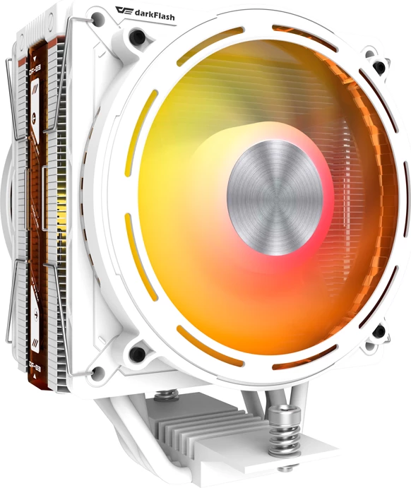 Ftohës procesori aktiv Darkflash E400 PLUS, dy ventilatorë 120 mm, ARGB, ekran temperature, TDP 235 W, i bardhë