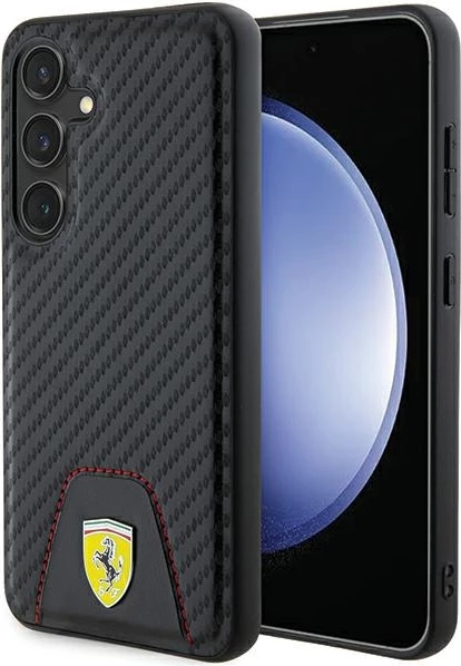 Mbështjellës Ferrari Carbon Stitched Bottom për Samsung Galaxy S24, i zi