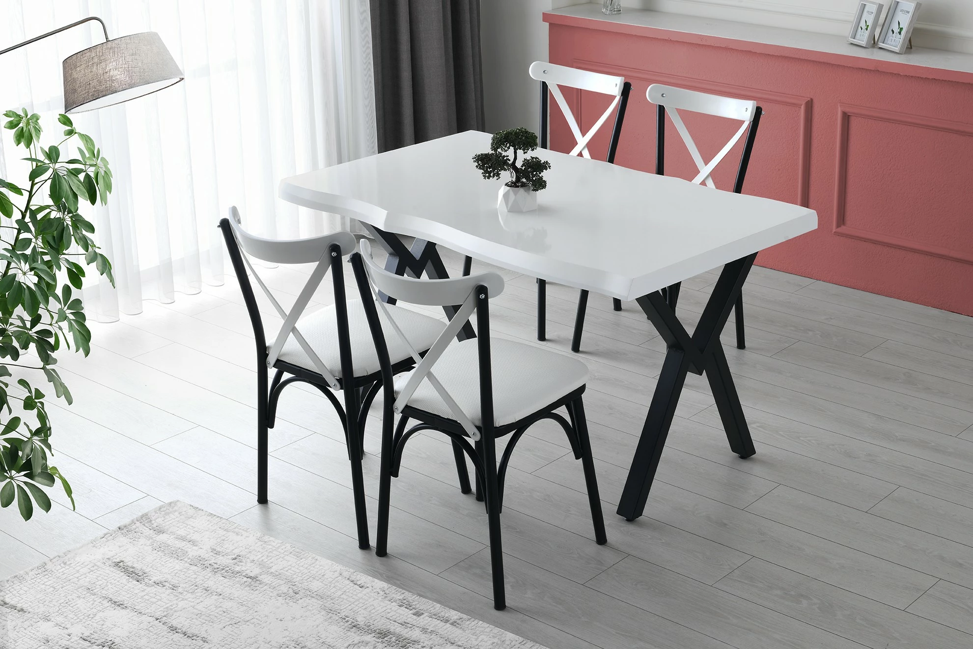 Tavolinë ngrënieje Hanah Home, Efor, e bardhë, 140x80x75cm