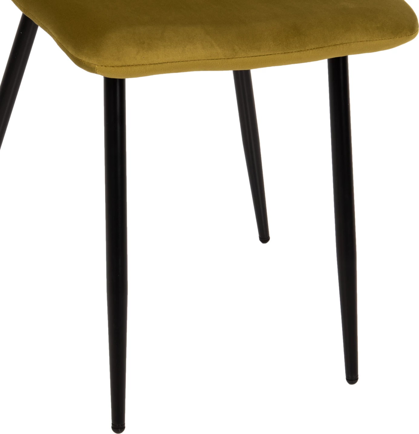 Karrige ngrënieje LATRELL, FH8587.07, kadife jeshile ulliri, këmbë metali të zeza, 43x54x88H cm, set prej 4 copash