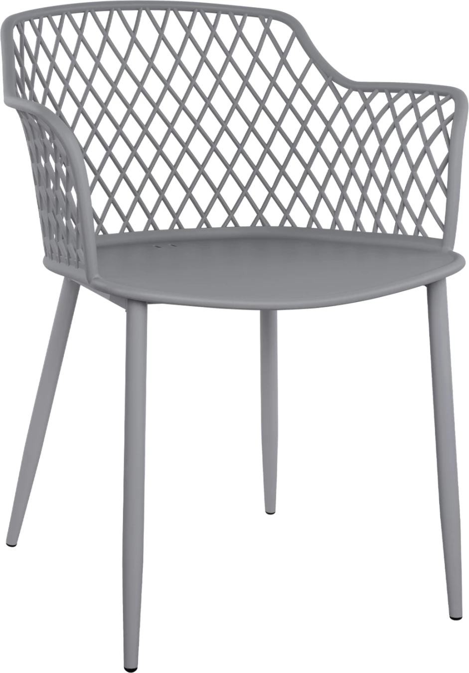Karrige me krahë polipropileni Jocelyn FH8510.10 gri me këmbë metalike 62x55.5x79cm, set prej 4 copë