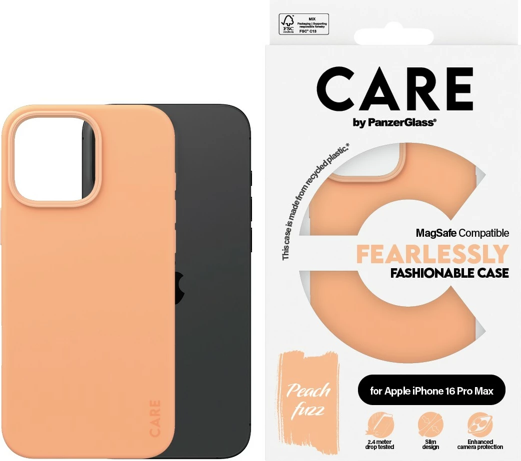 Mbështjellës PanzerGlass CARE Case Fashion Peachy MagSAFE për iPhone 16 Pro Max, rozë
