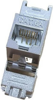 Keystone jack rrjeti EQUIP Cat6A Slim, RJ-45 female, tool-free, shielded, 10GBase-T, set 8 copë, argjendtë