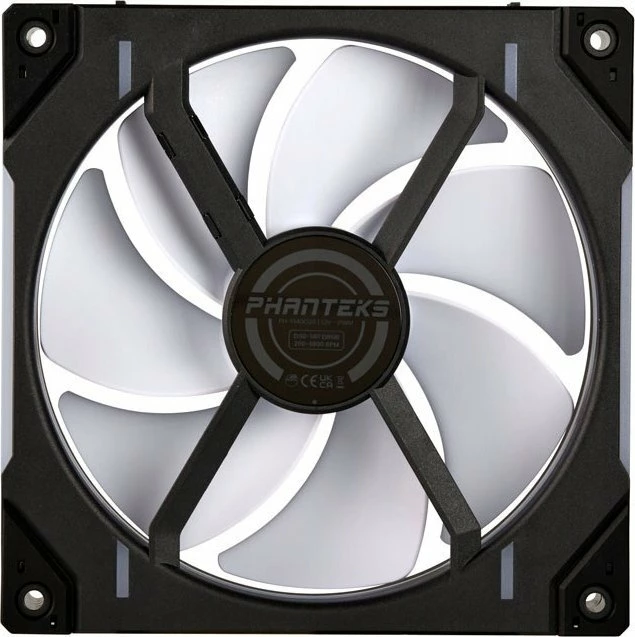 Ventilator kasë Phanteks D30-140 PWM D-RGB 140mm, 30mm, 4-pin PWM + 3-pin ARGB, zi/bardhë, 1 copë