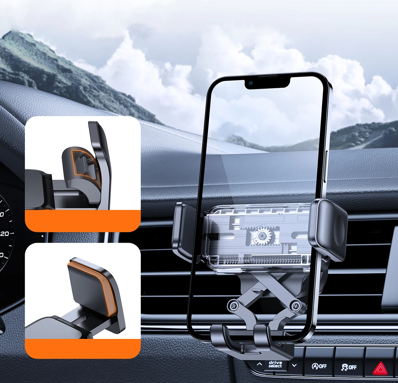 Mbajtëse celulari për veturë Joyroom JR-ZS283, montim në grilë ajrimi, kapëse me krahë teleskopikë, e zezë, në kuti