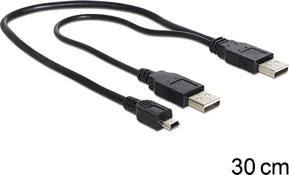 Kabllo USB DeLOCK, 2x USB-A në Micro-USB, 0.3 m, USB 2.0, e zezë