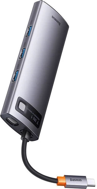 Hub USB-C Baseus Metal Gleam Series 7w1, gri