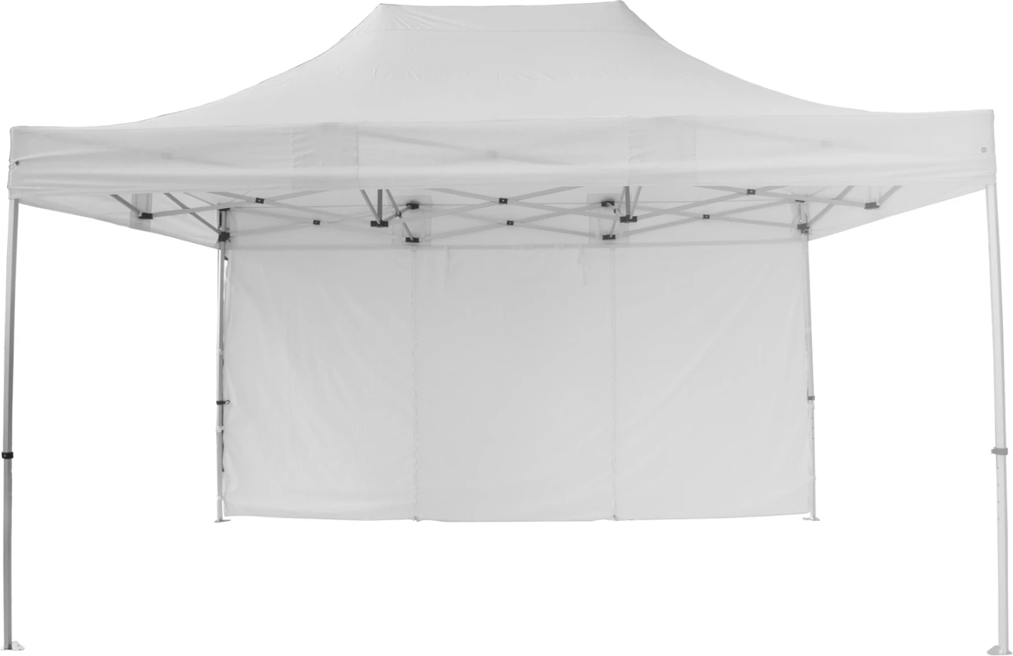 Gazebo i fortë me mure anësore, CRESSEN FH21098, i palosshëm, kornizë alumini, ngjyrë argjendi, e bardhë, 3x4,5x3,4Hm