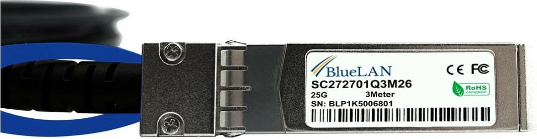 Kabllo DAC SFP28 BlueOptics SFP28-DAC-1M-HU-BL, 1m, 25Gbit/s, InfiniBand, e zezë