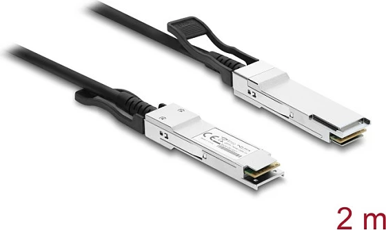 Kabl Twinax DeLOCK QSFP28 në QSFP28, 2 m, 100 Gbps, i zi