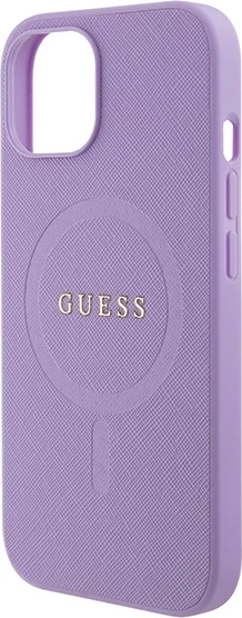 Mbështjellës Guess GUHMP15SPSAHMCU për iPhone 15 6.1", Saffiano MagSafe, vjollcë