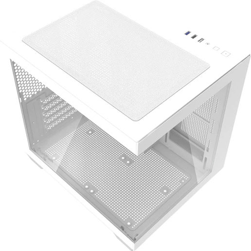 Kasë, Darkflash C275P, Mini Tower M-ATX/ITX, panoramike 270° me xham të temperuar, pa ventilatorë, e bardhë