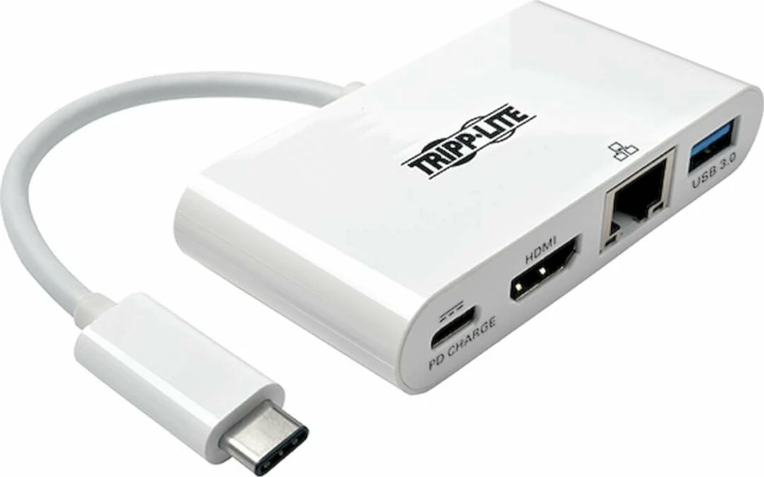 Adapter multiport USB-C Eaton U444-06N-HGU-C, HDMI, Gigabit Ethernet, USB 3.2 Gen 1, PD 60W, i bardhë