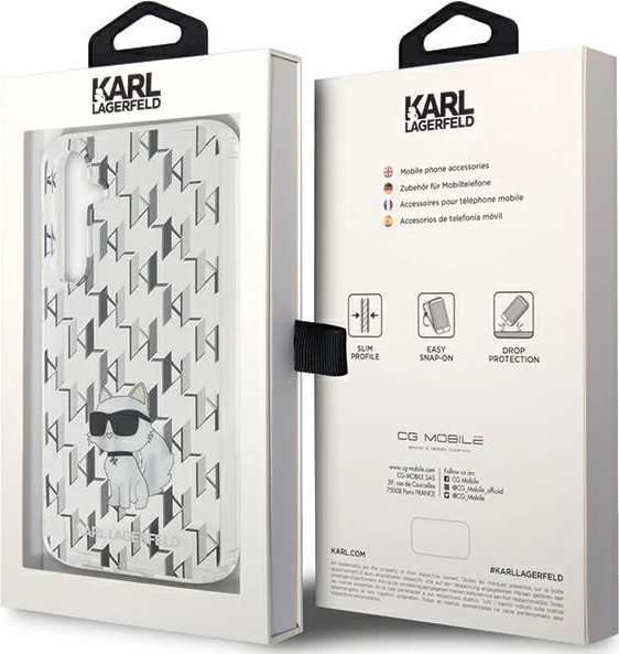 Mbështjellës Karl Lagerfeld Monogram Choupette për Samsung Galaxy S23 FE, Transparent