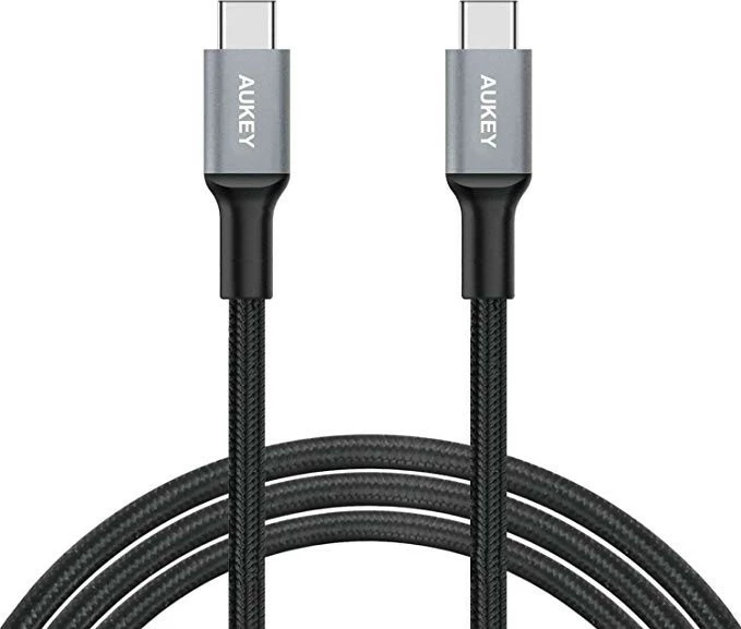 Kabllo USB Type-C AUKEY CB-CD6, 2m, 60W, Najlon, E zezë/gri