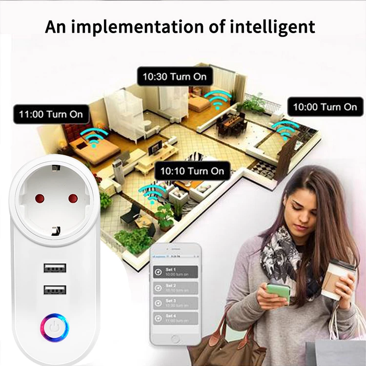Prizë smart WiFi Moye Voltaic 16A/3520W me 2x USB, e bardhë