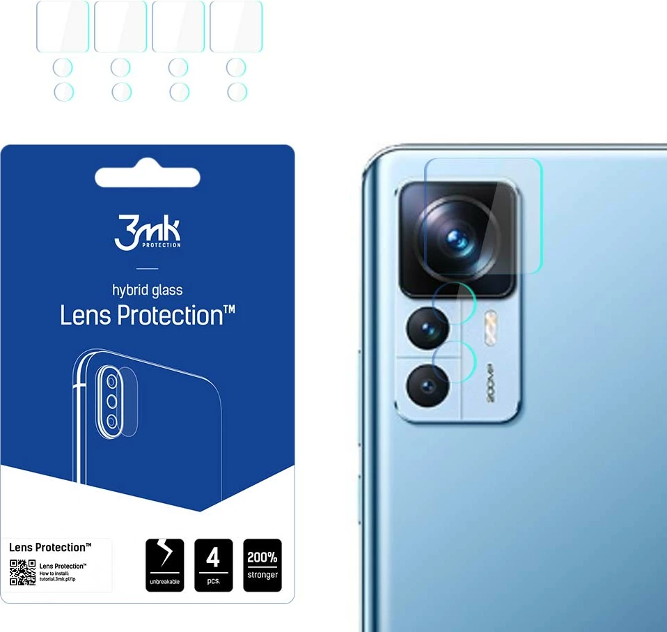 Xham mbrojtës kamerë 3mk Protection Lens Protection, për Xiaomi 12T / 12T Pro, Transparent, 4 copë