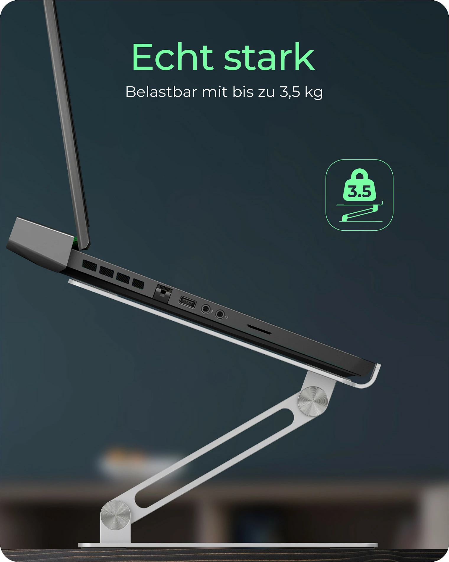 Mbajtëse laptopi ICY BOX IB-NH300, alumini, 17", rregullim lartësie, argjendtë