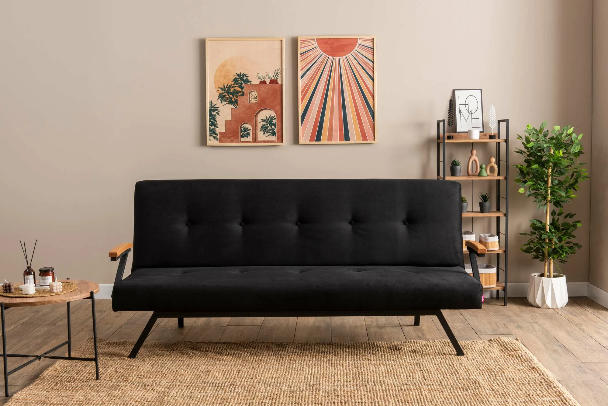 Divan-krevat treshe, Atelier del Sofa, Zven, ngjyrë e zezë