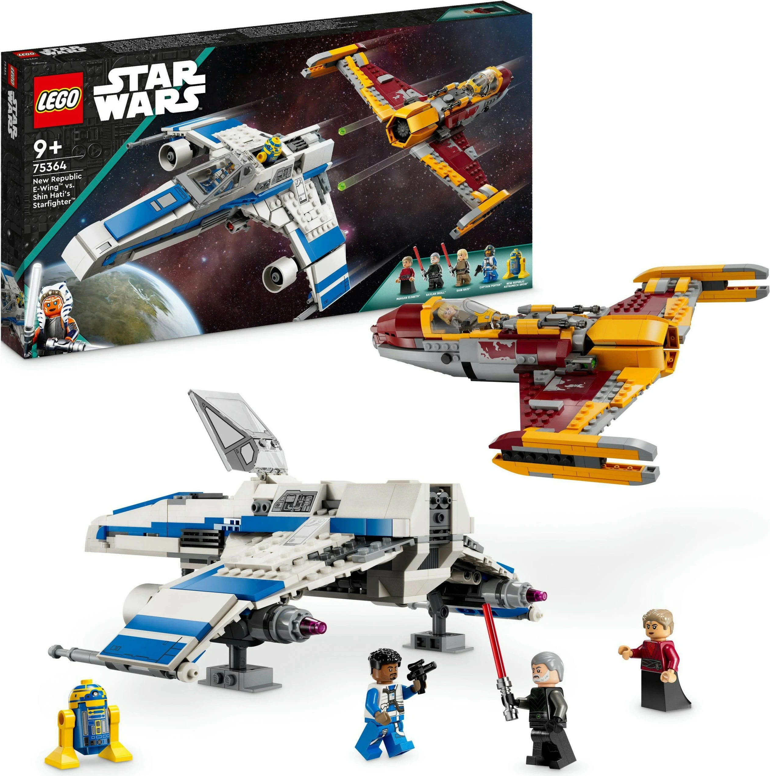 Set ndërtimi LEGO Star Wars New Republic E-Wing vs Shin Hati’s Starfighter 1056 pjesë, shumëngjyrësh