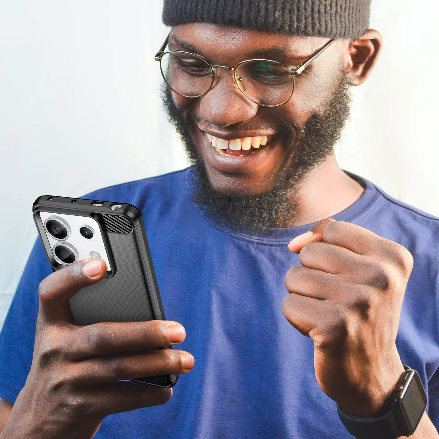 Mbështjellës Hurtel Carbon Case për Xiaomi Redmi Note 13 Pro+, i zi