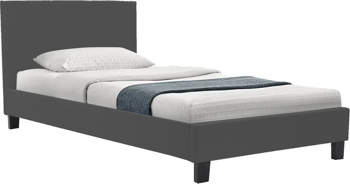 Krevat Nevil, stof antracit, këmbë druri të zeza, 90x190cm