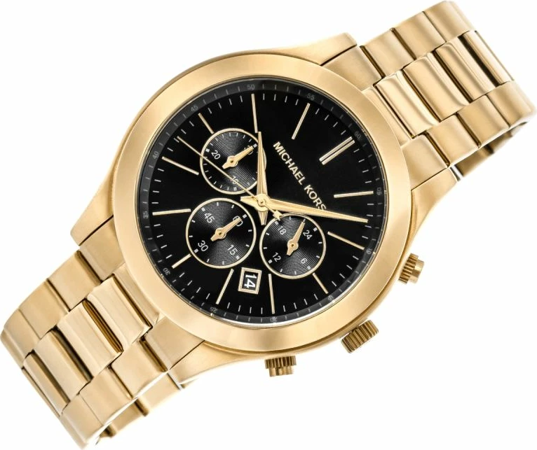 Orë dore me portofol Michael Kors për meshkuj, e artë