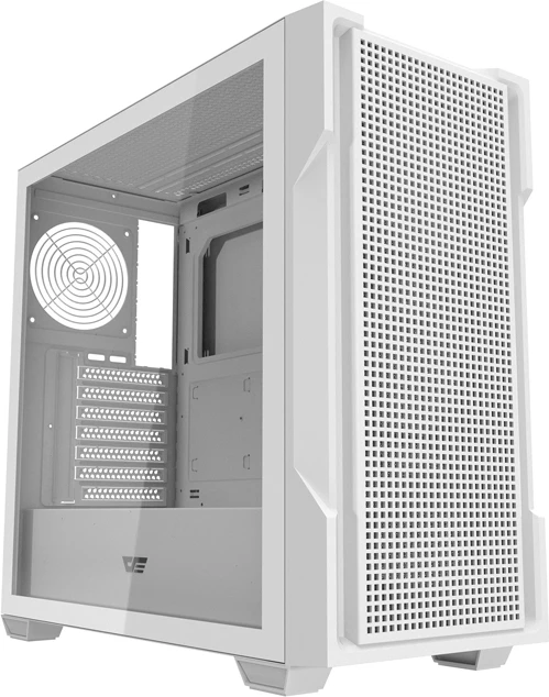 Kasë Darkflash DS900 Mesh ATX Midi Tower, xham i temperuar me menteshë, deri 12 ventilatorë / radiator 360 mm, 2x2.5" + 2x3.5", pa ventilatorë, e bardhë