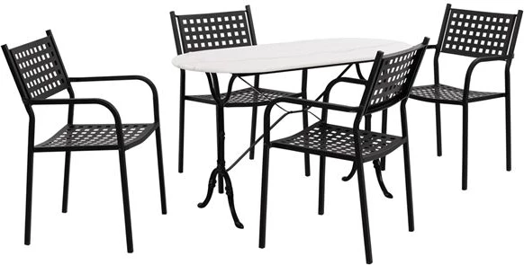 Set kopshti tavolinë & karrige FH10385, 5 pjesë, mermer/metal