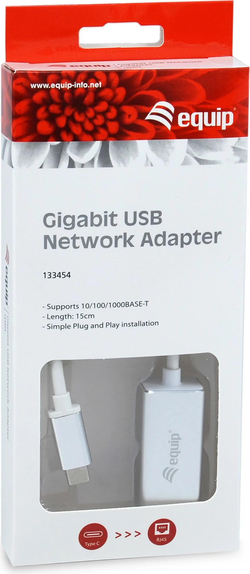 Adapter USB Type-C në RJ45 Gigabit, Equip, 1000 Mbit/s, argjendtë
