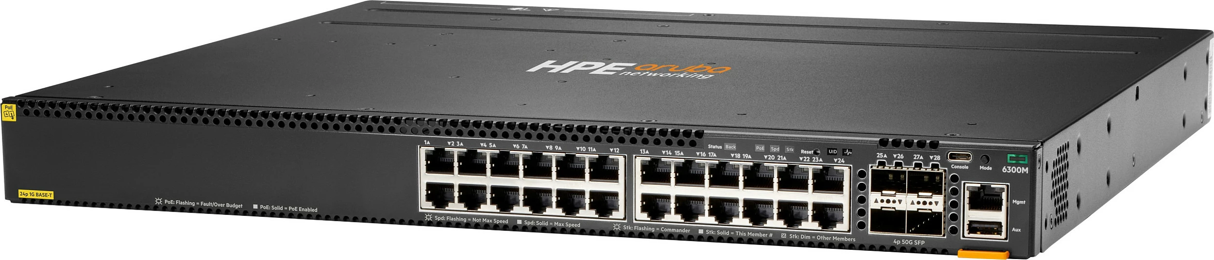 Switch HPE Aruba CX 6300M, 24x 1GbE PoE+, 4x SFP56, 1U, i zi