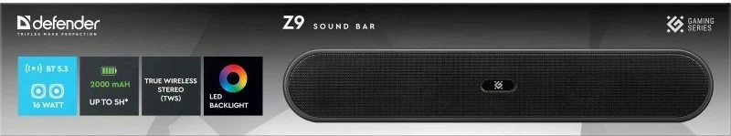 Soundbar Bluetooth Defender Z2, 16 W, LED, USB, E zezë