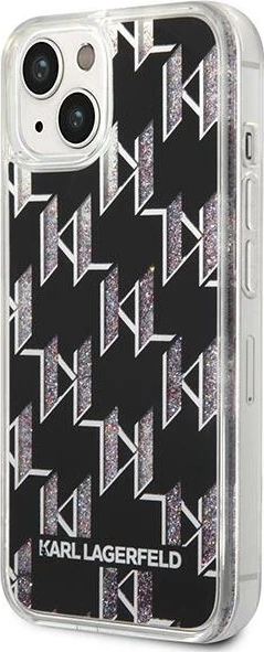Mbështjellës Karl Lagerfeld KLHCP14MLMNMK për iPhone 14 Plus 6.7", hardcase, Liquid Glitter Monogram, zi