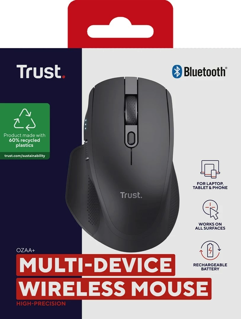 Maus Trust Ozaa+ Office RF Wireless + Bluetooth Optical 3200 DPI, i zi