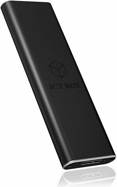 Kasë eksternale ICYBOX IB-183M2 për 1x M.2 SATA SSD, USB 3.0 (5Gb/s), 2230/2242/2260/2280, e zezë, set me kabllo USB & vida montimi