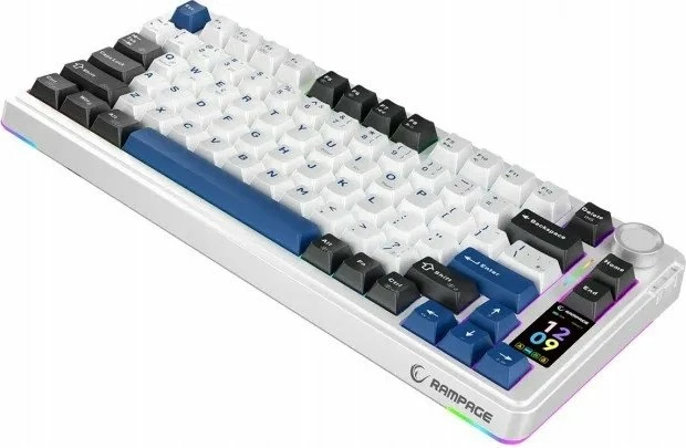 Tastierë mekanike gaming Rampage Quell Pro StarVector 75%, RGB, USB/Bluetooth/2.4GHz, e bardhë