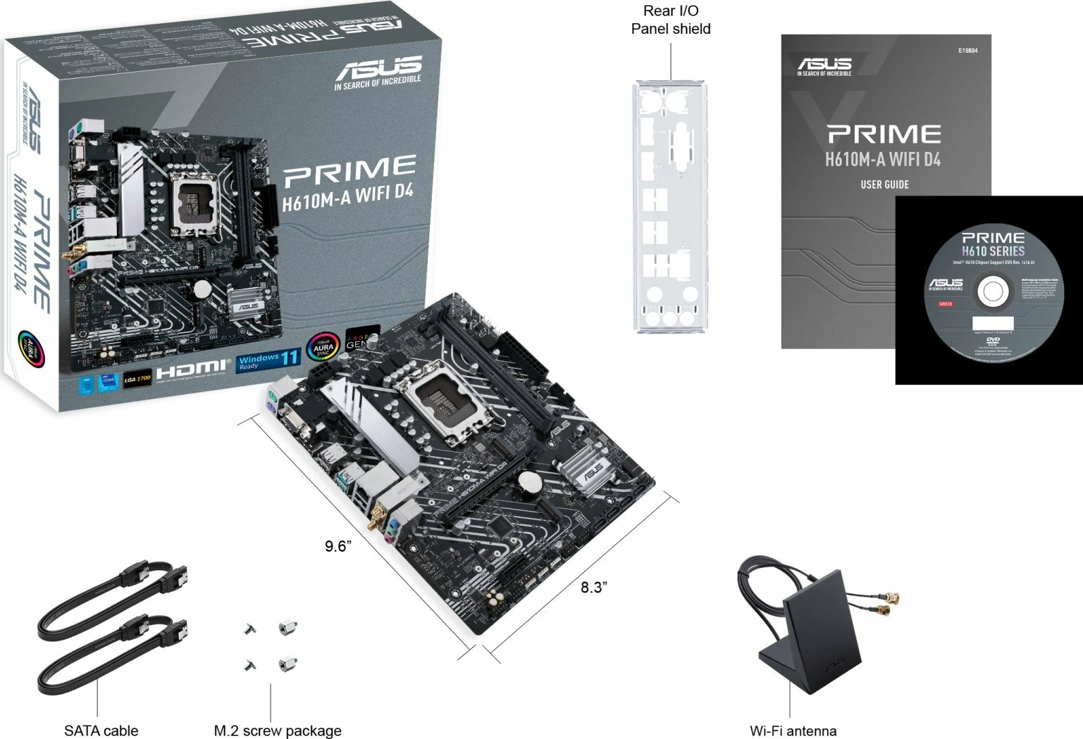 Pllakë amë Asus PRIME H610M-A WIFI D4, DDR4, Wi‑Fi 5 + Bluetooth