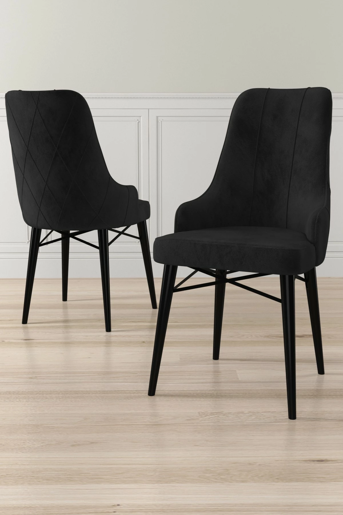 Set karrigesh (2 copë) Hanah Home, Neta, e zezë