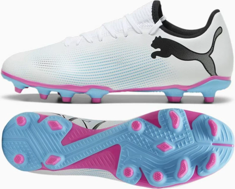 Atlete për futboll Puma FUTURE 7 Play FG/AG, për meshkuj, të bardha