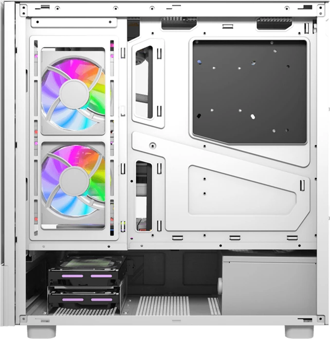 Kasë DarkFlash DS950V midi tower me ekran IPS 6\" 480×960, tempered glass, ATX/M-ATX/ITX, 6 ventilatorë 120mm, e bardhë, set 6 ventilatorë