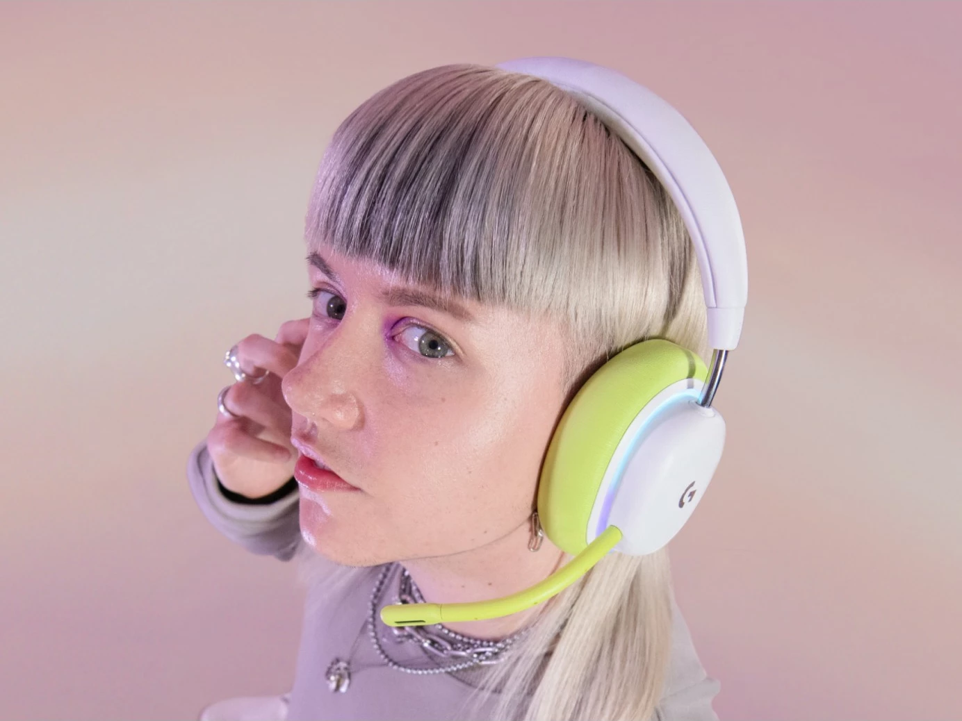 Kufje Logitech G735 wireless Bluetooth/LIGHTSPEED, full size, white mist