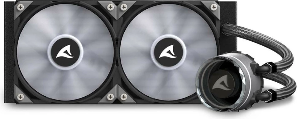 Ftohës uji Sharkoon S80 RGB, 2x12cm, për procesor, RGB, i zi