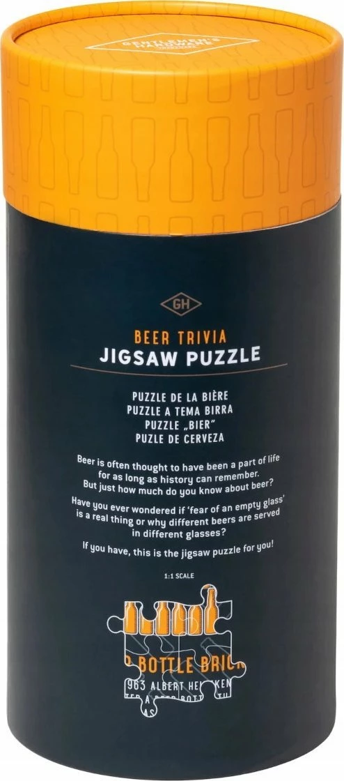 Puzzle Gentlemen’s Hardware Beer Trivia 1000 pjesë, tub dekorativ, zi/portokalli