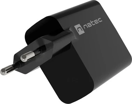Karikues Natec Ribera GaN 45W me USB-A dhe USB-C në ngjyrë të zezë
