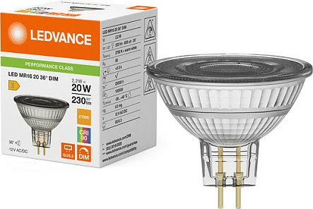 Llambë LED spot OSRAM MR16 2.2W 2700K GU5.3 12V, dimmable, warm white