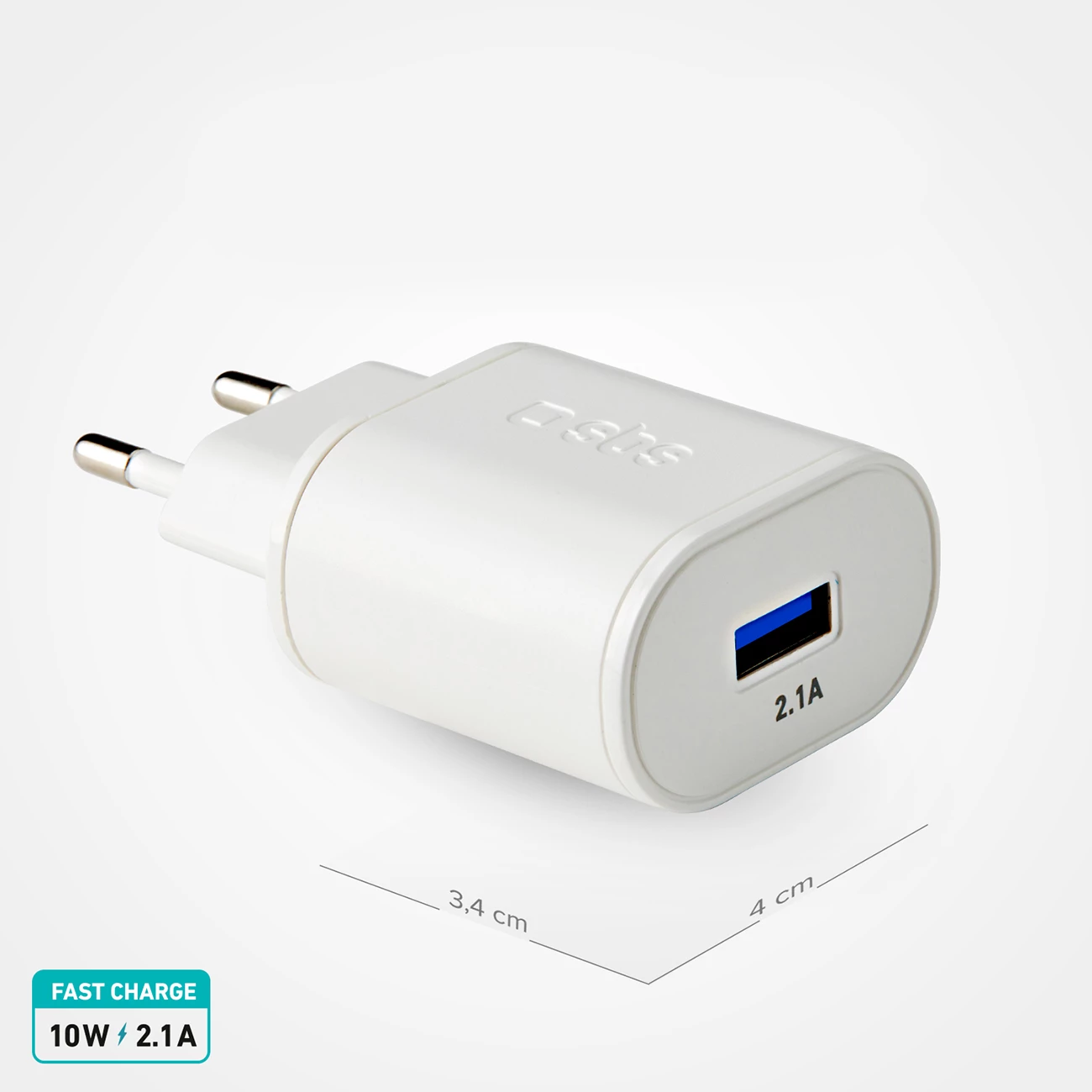 Karikues muri SBS TETR1USB2AWFAST, 10W, 1x USB-A, i bardhë