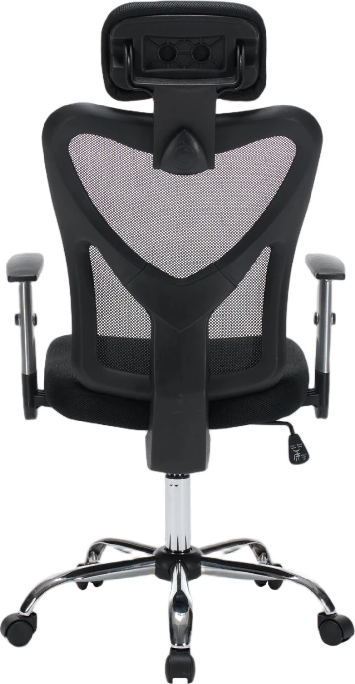 Karrige zyre CUORE, material rrjetë e zezë, kornizë e zezë, bazë kromi, 63x61x125cm