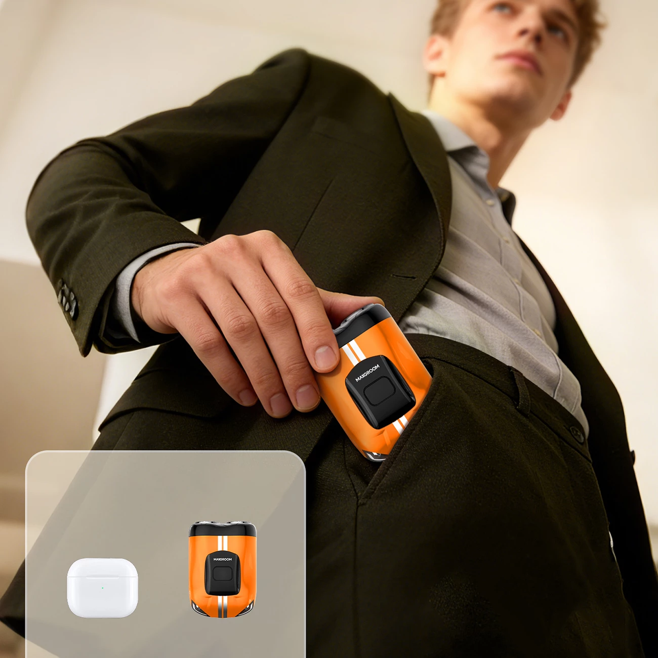 Makinë rroje MAXGROOM M-501, 8000 RPM, IPX7, 400 mAh, USB-C, portokalli, në kuti